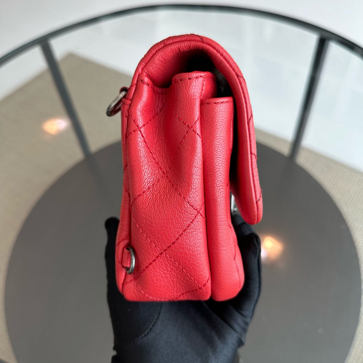 2016 Seasonal Flap Two Way Quilted Grained Calfskin Red No 21