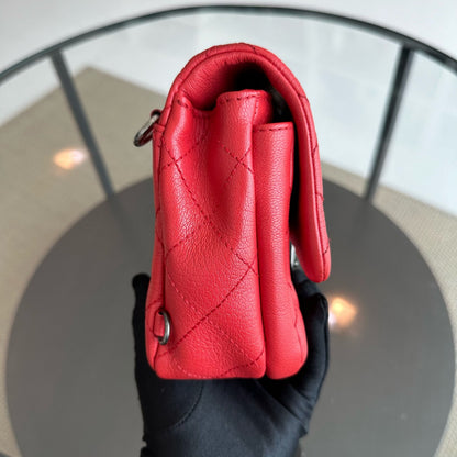 2016 Seasonal Flap Two Way Quilted Grained Calfskin Red No 21