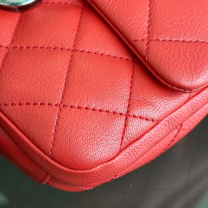 2016 Seasonal Flap Two Way Quilted Grained Calfskin Red No 21