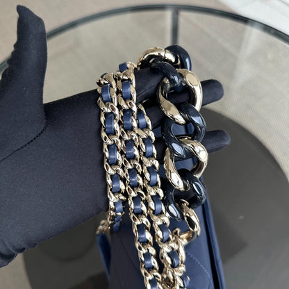 2020 Elegant Resin Chain Classic Flap Quilted Lambskin Dark Blue GHW No 29