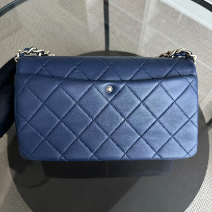 2020 Elegant Resin Chain Classic Flap Quilted Lambskin Dark Blue GHW No 29