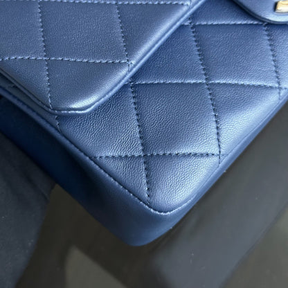 2020 Elegant Resin Chain Classic Flap Quilted Lambskin Dark Blue GHW No 29