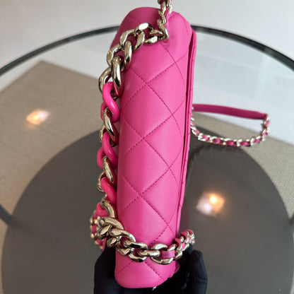 2020 Elegant Resin Chain Classic Flap Quilted Lambskin Hot Pink GHW No 29
