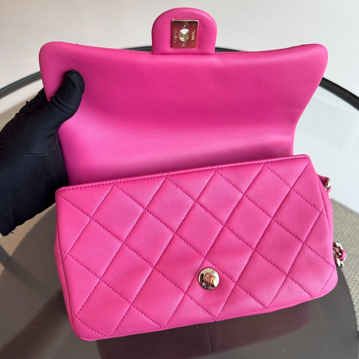2020 Elegant Resin Chain Classic Flap Quilted Lambskin Hot Pink GHW No 29