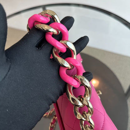 2020 Elegant Resin Chain Classic Flap Quilted Lambskin Hot Pink GHW No 29