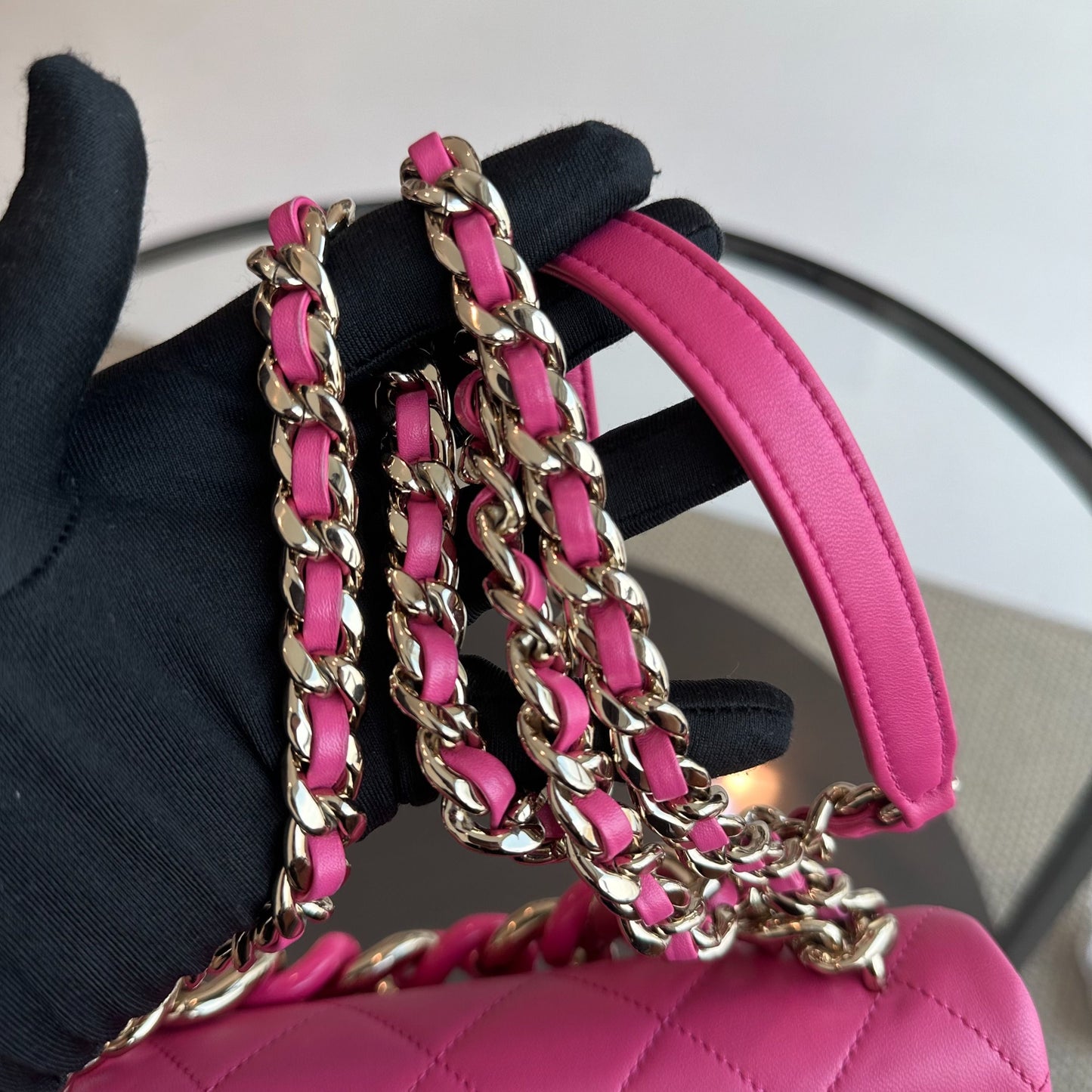 2020 Elegant Resin Chain Classic Flap Quilted Lambskin Hot Pink GHW No 29
