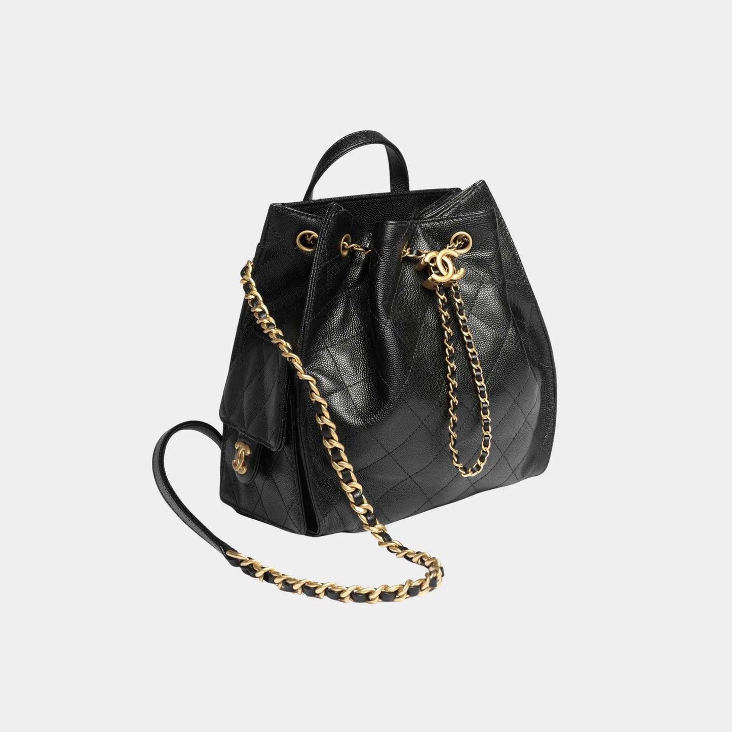 25 Medium Backpack Grained Calfskin & Gold-Tone Metal