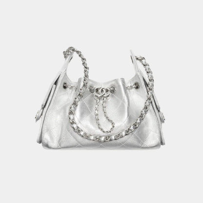 25 Mini Handbag Metallic Grained Calfskin & Gold Metal