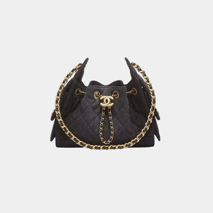 Chanel 25 Mini Handbag Washed Denim & Gold Tone Metal, Blue 
