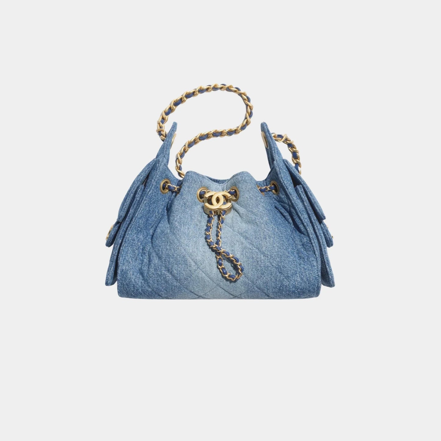 Chanel 25 Mini Handbag Washed Denim & Gold Tone Metal, Blue