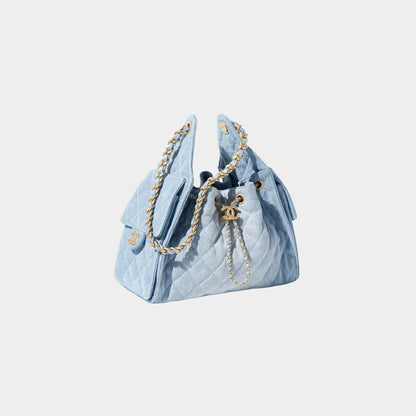 25 Small Handbag Washed Denim And Gold-Tone Metal
