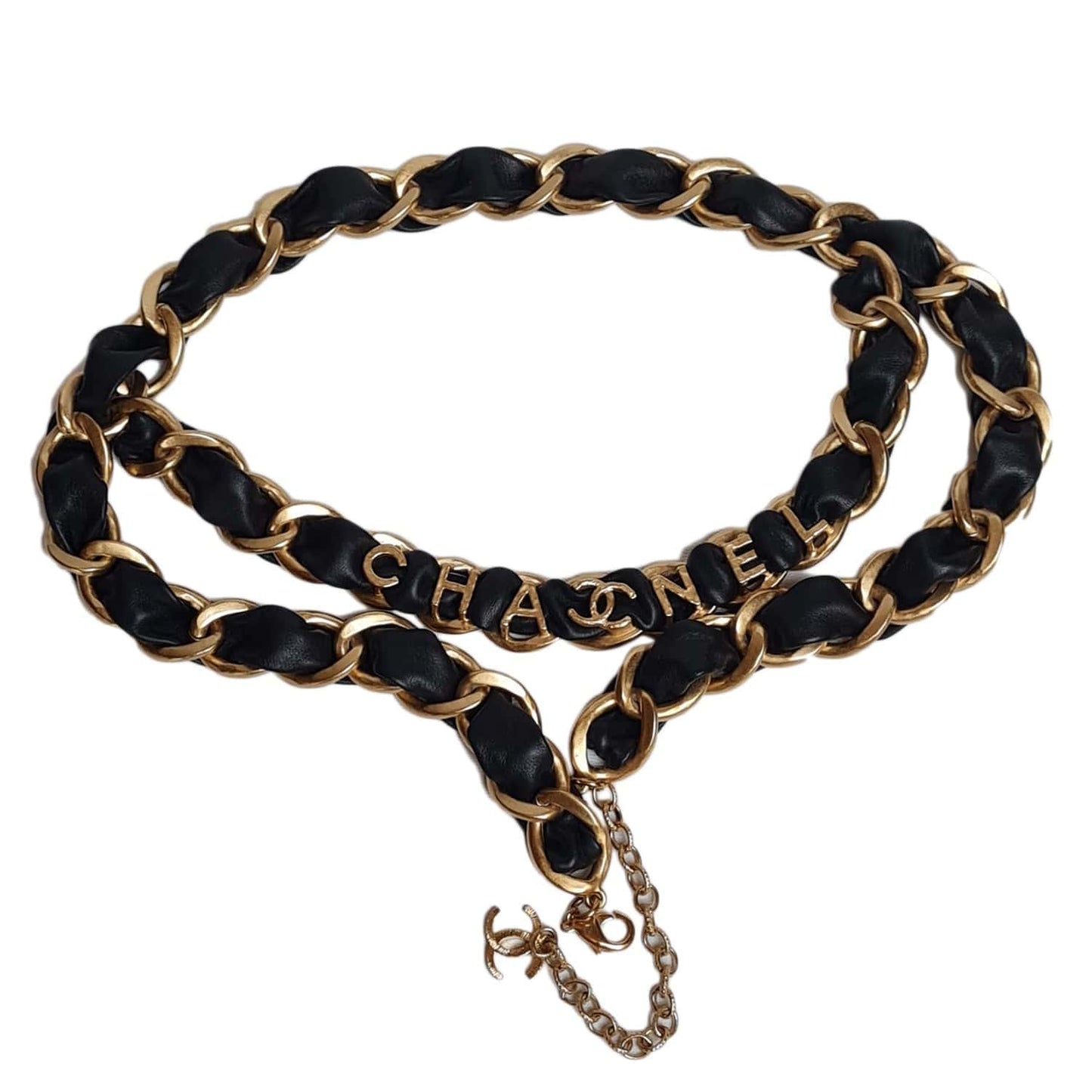Chanel 2-Layer Belt Black Gold 02940A