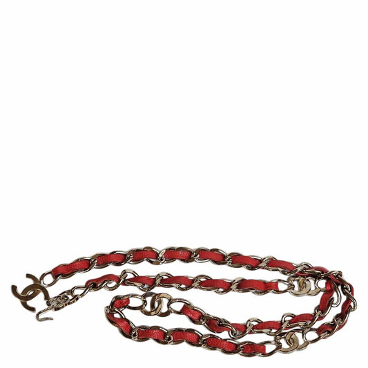 Chanel Belt Red Leather SHW 03129A