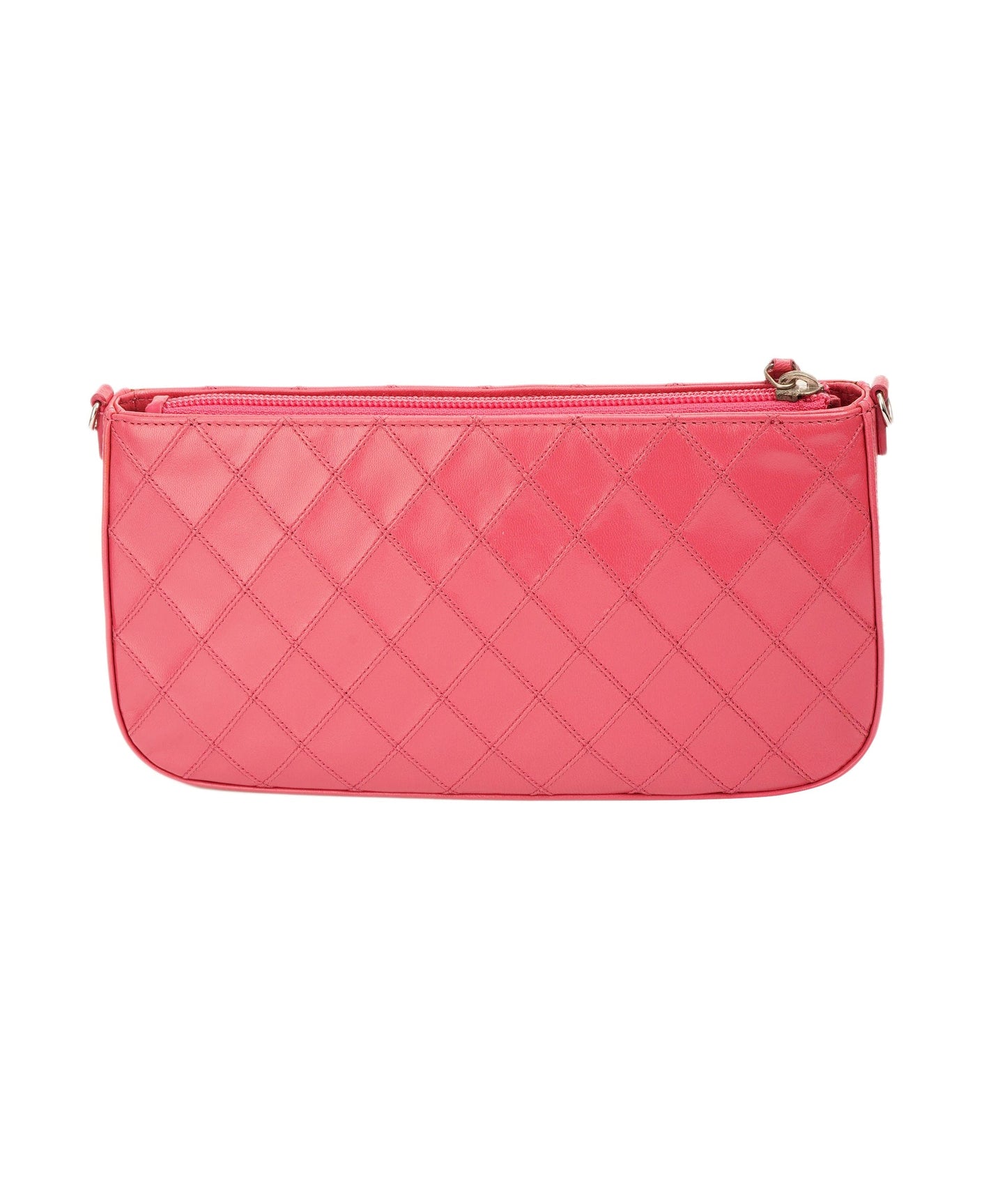 CHANEL Bicolore Chain Accessory Pouch Lamb Skin Pink CC DBXS1767