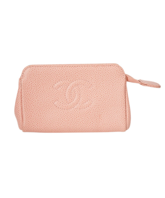 CHANEL COCO Mark Coin Purse Caviar Skin Pink CC Auth bs15464 DBXS1642