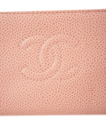 CHANEL COCO Mark Coin Purse Caviar Skin Pink CC Auth bs15464 DBXS1642