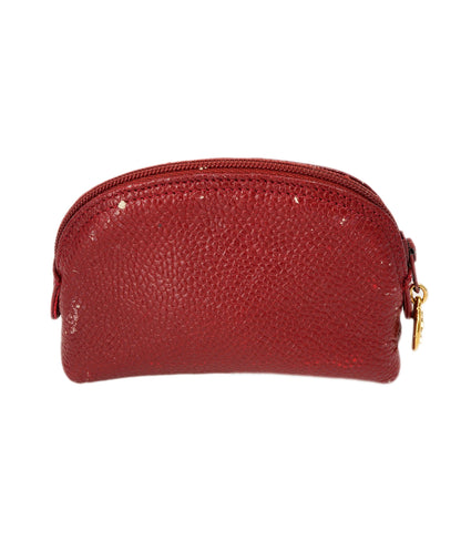 CHANEL COCO Mark Pouch Caviar Skin Red Gold CC Auth yk14727 DBXS1635