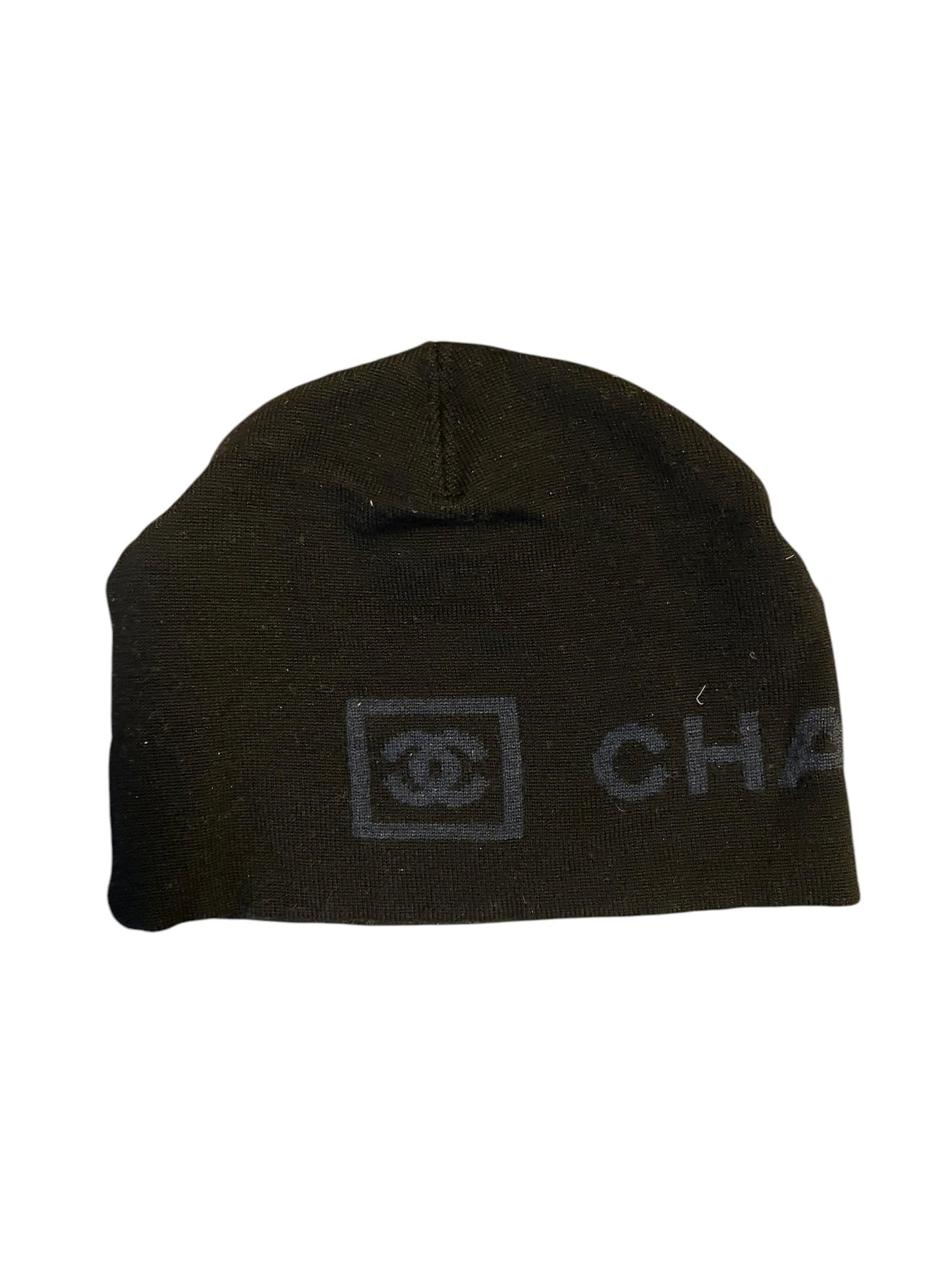 Chanel Logo Knit Beanie Black Dark Blue  DXBK0101