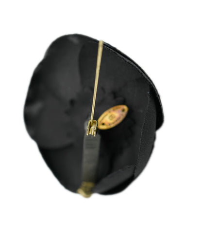 Chanel Camelia Brooch Black Fabric  AVC1373
