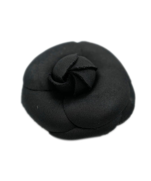 Chanel Camelia Brooch Black Fabric  AVC1373