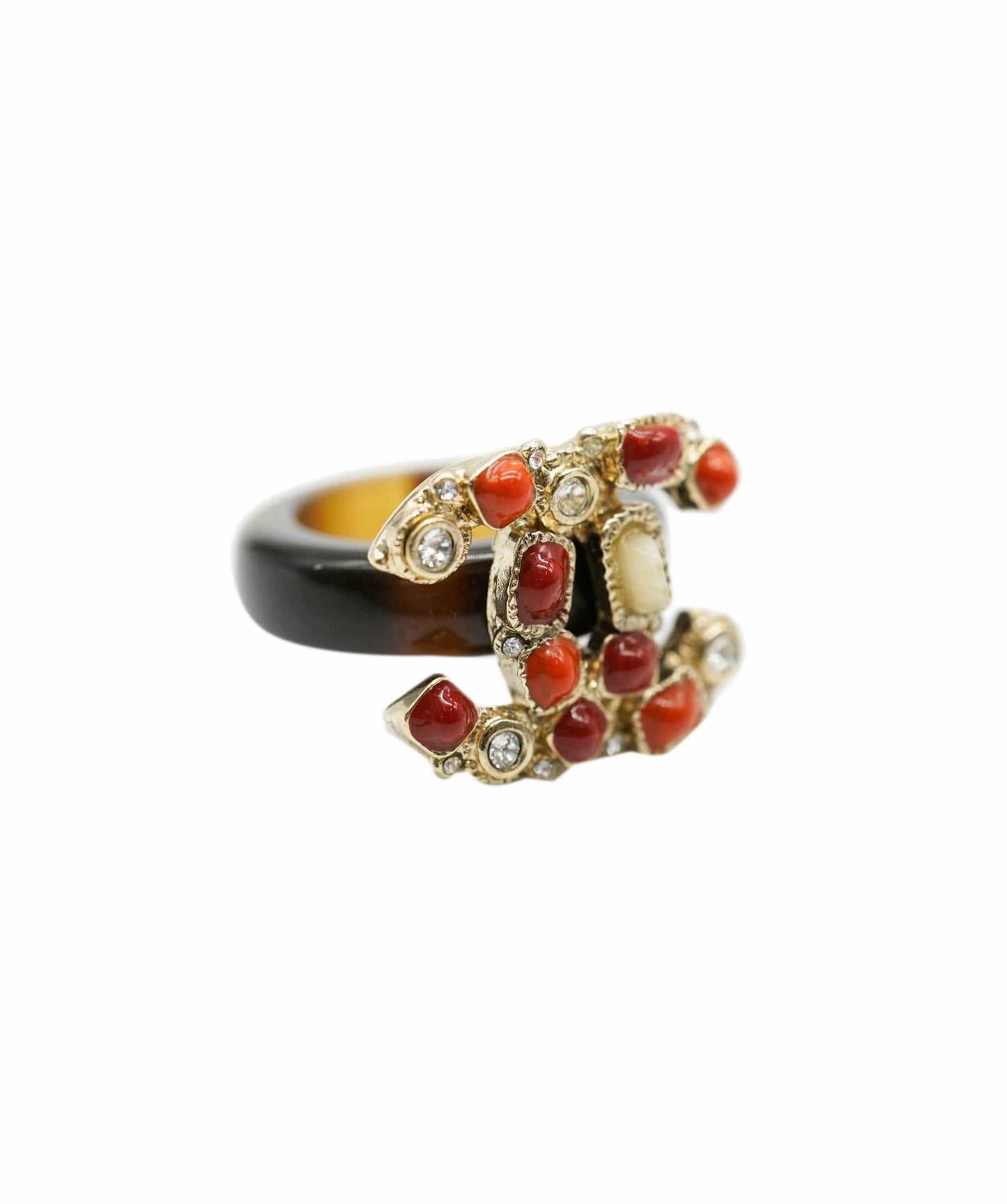 Chanel Red Orange Gold Ring  ALC0851