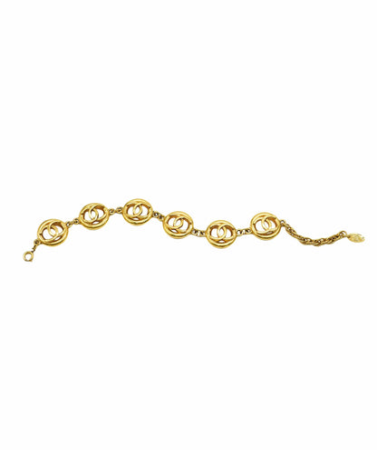 Chanel Vintage Bracelet Gold Cut Out 5 CC Motif AVC1878
