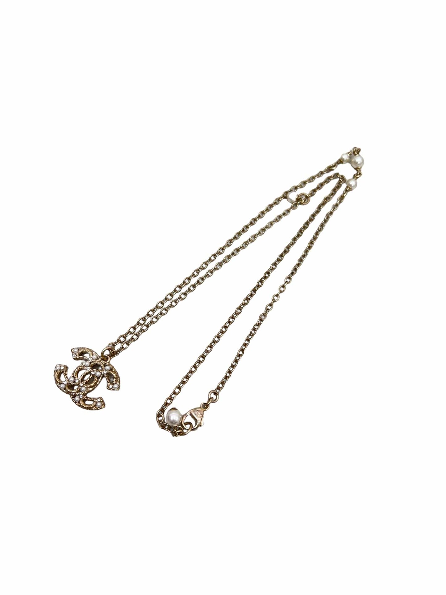 Chanel Vintage Necklace CC Flank Beads SKC1613
