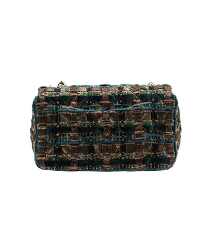 Chanel 19A gold blue tweed mini rectangular DXBS1477