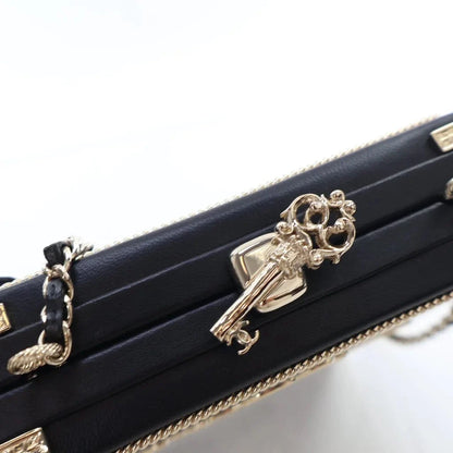 Chanel Black Lambskin Room Card Minaudiere Evening Bag L-03BKIN