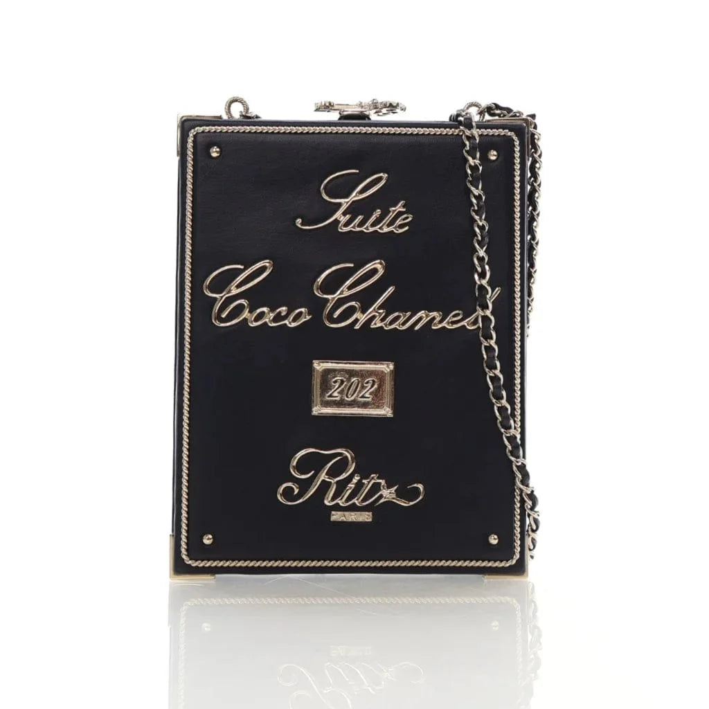 Chanel Black Lambskin Room Card Minaudiere Evening Bag L-03BKIN
