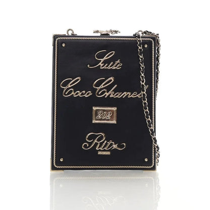Chanel Black Lambskin Room Card Minaudiere Evening Bag L-03BKIN
