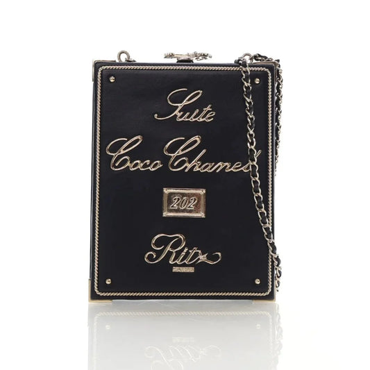 Chanel Black Lambskin Room Card Minaudiere Evening Bag L-03BKIN
