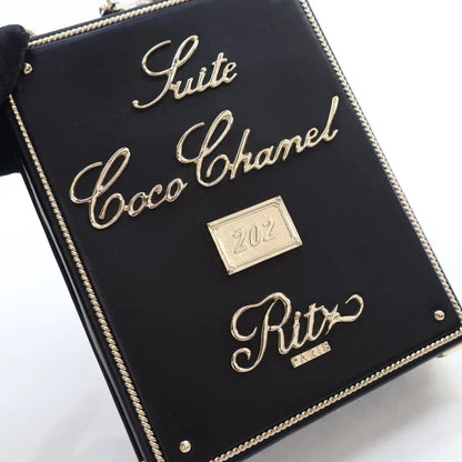 Chanel Black Lambskin Room Card Minaudiere Evening Bag L-03BKIN