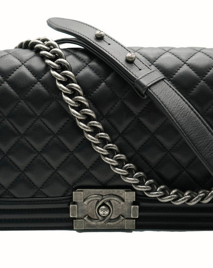 Chanel Black Medium Boy Bag Lambskin with RHW  ALC1474