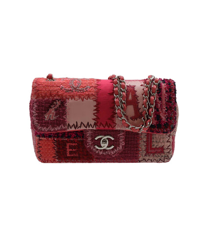 CHANEL CHAIN SHOULDER BAG PATCHWORK MULTICOLOR CANVAS LEATHER DXBS2197