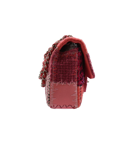CHANEL CHAIN SHOULDER BAG PATCHWORK MULTICOLOR CANVAS LEATHER DXBS2197