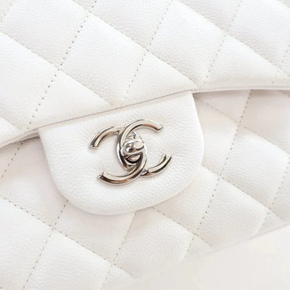 Chanel Classic Double Flap Jumbo White Caviar L-Y1LHVQ