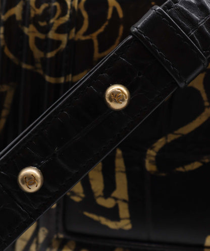 Chanel 19A Egypt Black Crocodile Print Graffiti Boy Bag - DXBS2294
