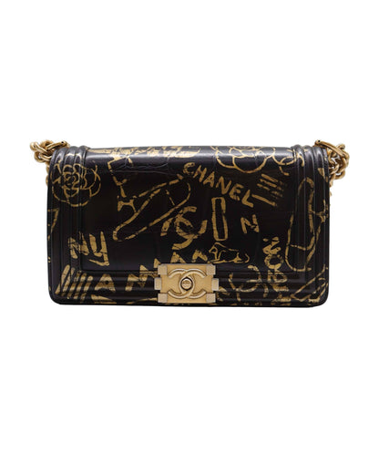 Chanel 19A Egypt Black Crocodile Print Graffiti Boy Bag - DXBS2294