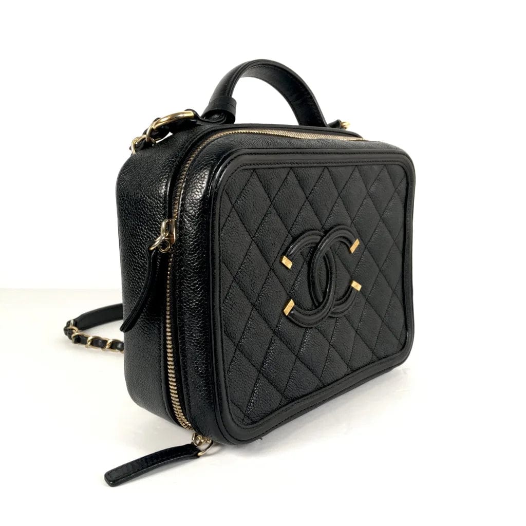 Chanel Filigree Vanity Case Medium Black Caviar L-SXYNYQ