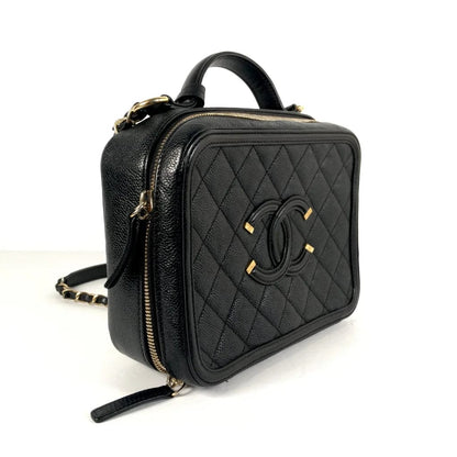 Chanel Filigree Vanity Case Medium Black Caviar L-SXYNYQ