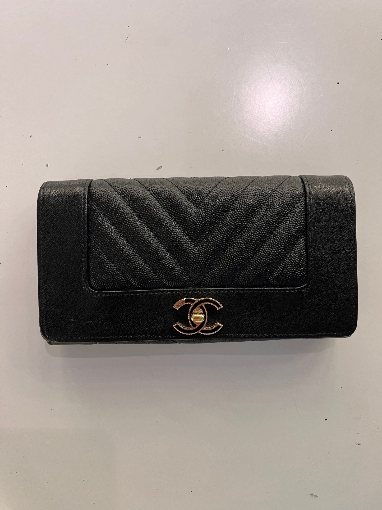 Chanel Mademoiselle Wallet Black in Caviar Leather SYCC115