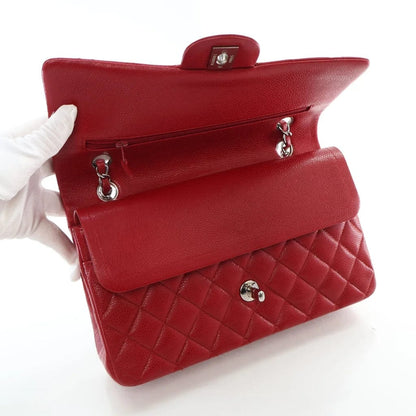 Chanel Medium Red Caviar Classic Double Flap Bag L-O4316E