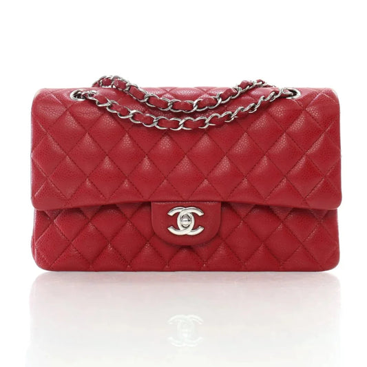 Chanel Medium Red Caviar Classic Double Flap Bag L-O4316E