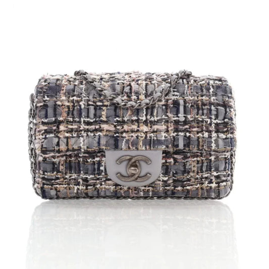 Chanel Mini Grey Multicolor Tweed River of Pearls Rectangle Flap L-Z3O5TG
