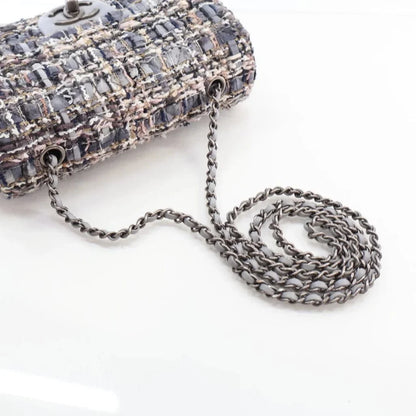 Chanel Mini Grey Multicolor Tweed River of Pearls Rectangle Flap L-Z3O5TG