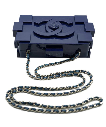 Chanel Navy Blue Plexiglass Boy Brick Lego Clutch - DXBS1469