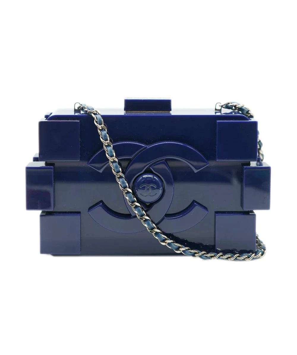 Chanel Navy Blue Plexiglass Boy Brick Lego Clutch - DXBS1469