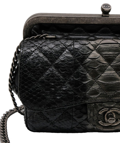 Chanel Python Black Chain Shoulder Bag RJC3737