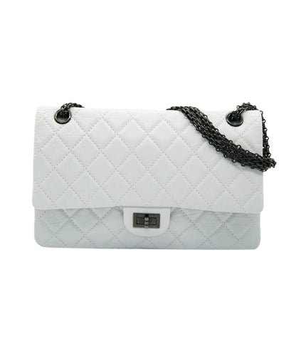 Chanel Reissue 2.55 Double Flap Medium White Aged Calfskin Black Hardware #12 SKC1837